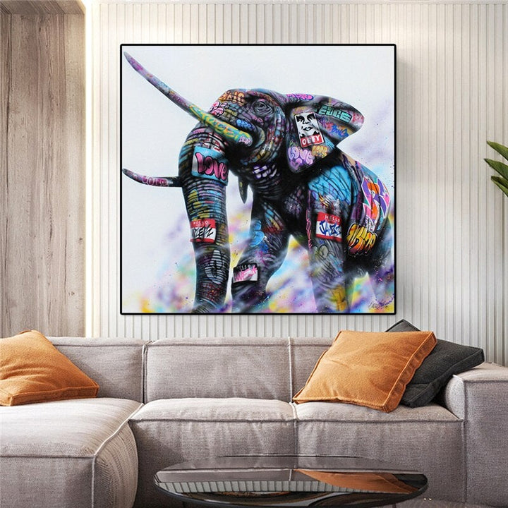 Tableau Street Art Animaux ✓ Éléphant