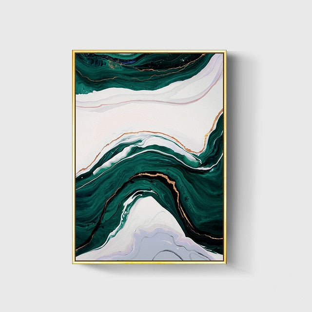 Tableau Vert et Or Abstrait ✓ contemporain ✓ Design ✓