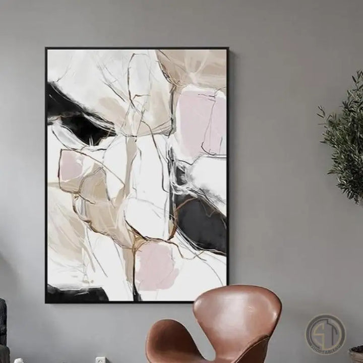 Tableau Abstrait Blanc et Beige