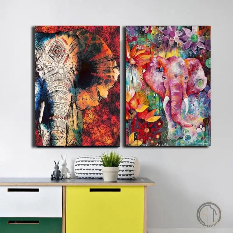 Tableau Éléphant Coloré 