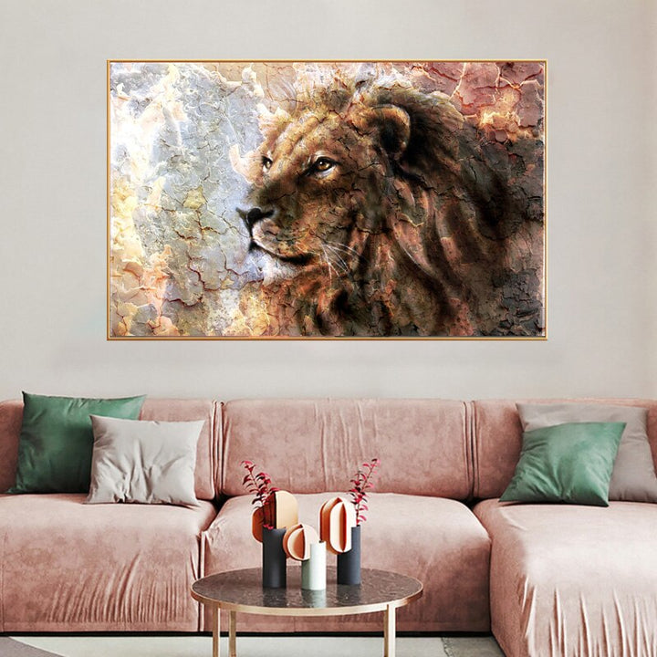 tableau lion vintage