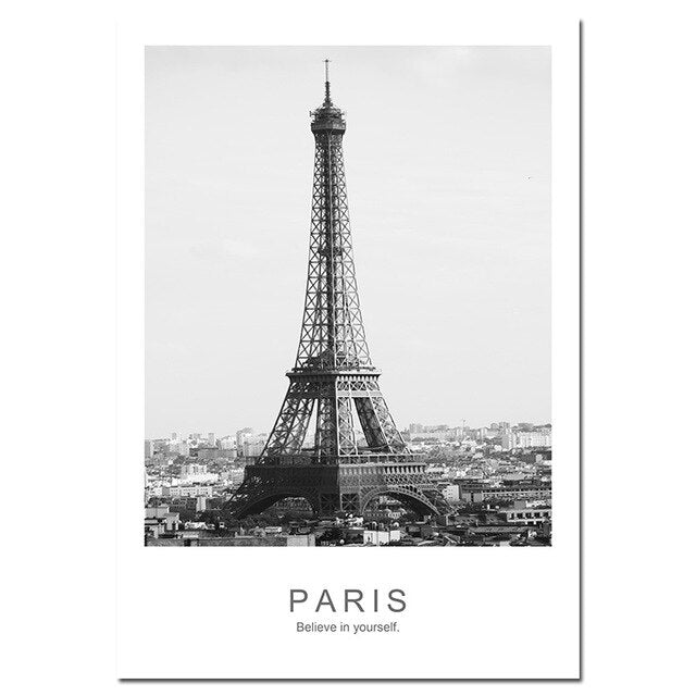 Toile Tour Eiffel Noire et Blanche 